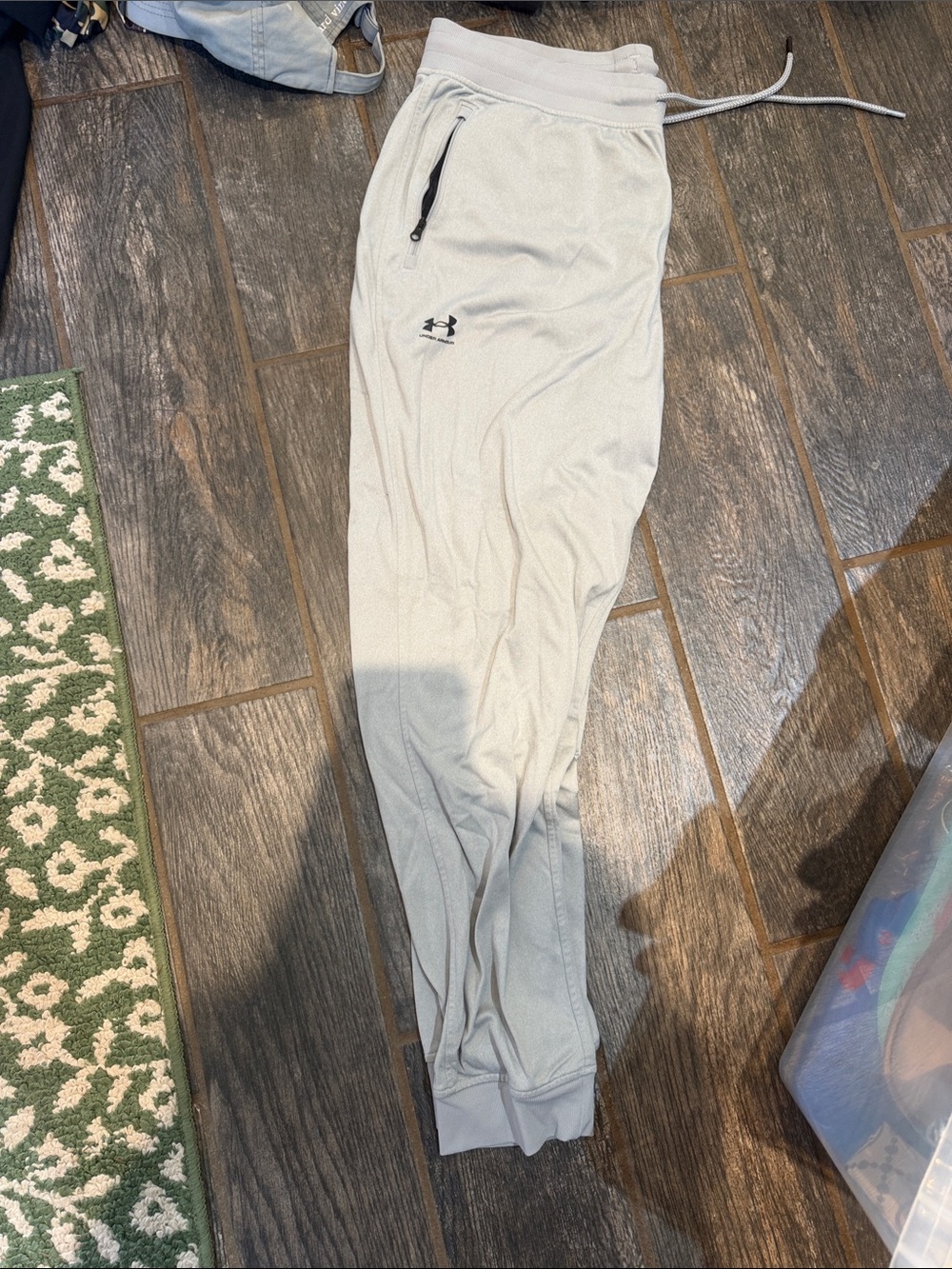 Under Armour Light Gray Kids' Athletic Joggers with Zip Pocket